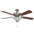 Yosemite Home Decor Yosemite Home Decor WHITNEY-BBN-1 Decor Whitney 52 in. Satin Nickel Ceiling Fan with 1-Light WHITNEY-BBN-1